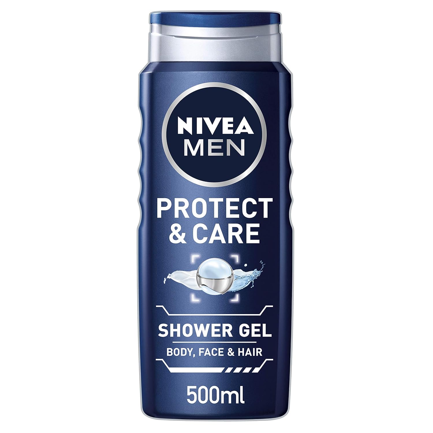 NIVEA MEN Protect & Care 3-in-1 Shower Gel for Body, Face and Hair with Aloe, Daily Cleansing Formula with Fresh Masculine Fragrance, Dermatologically Tested Shower Gel,16.9 fl oz/500 ml Bottle