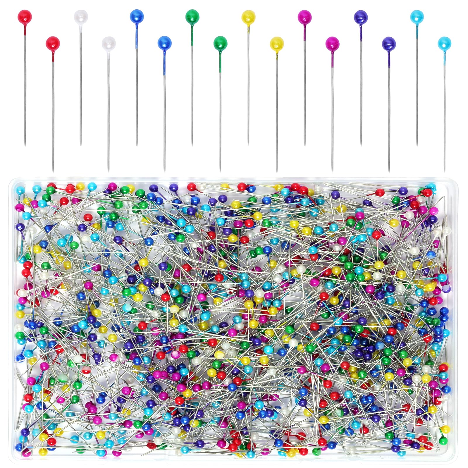Photo 1 of 1000pcs Sewing Pins Straight Pin for Fabric Colorful Pearlized Ball Head Quilting Pins 1.5inch Multicolor Corsage Stick Pin for Dressmaker Crafts Jewelry DIY Decoration