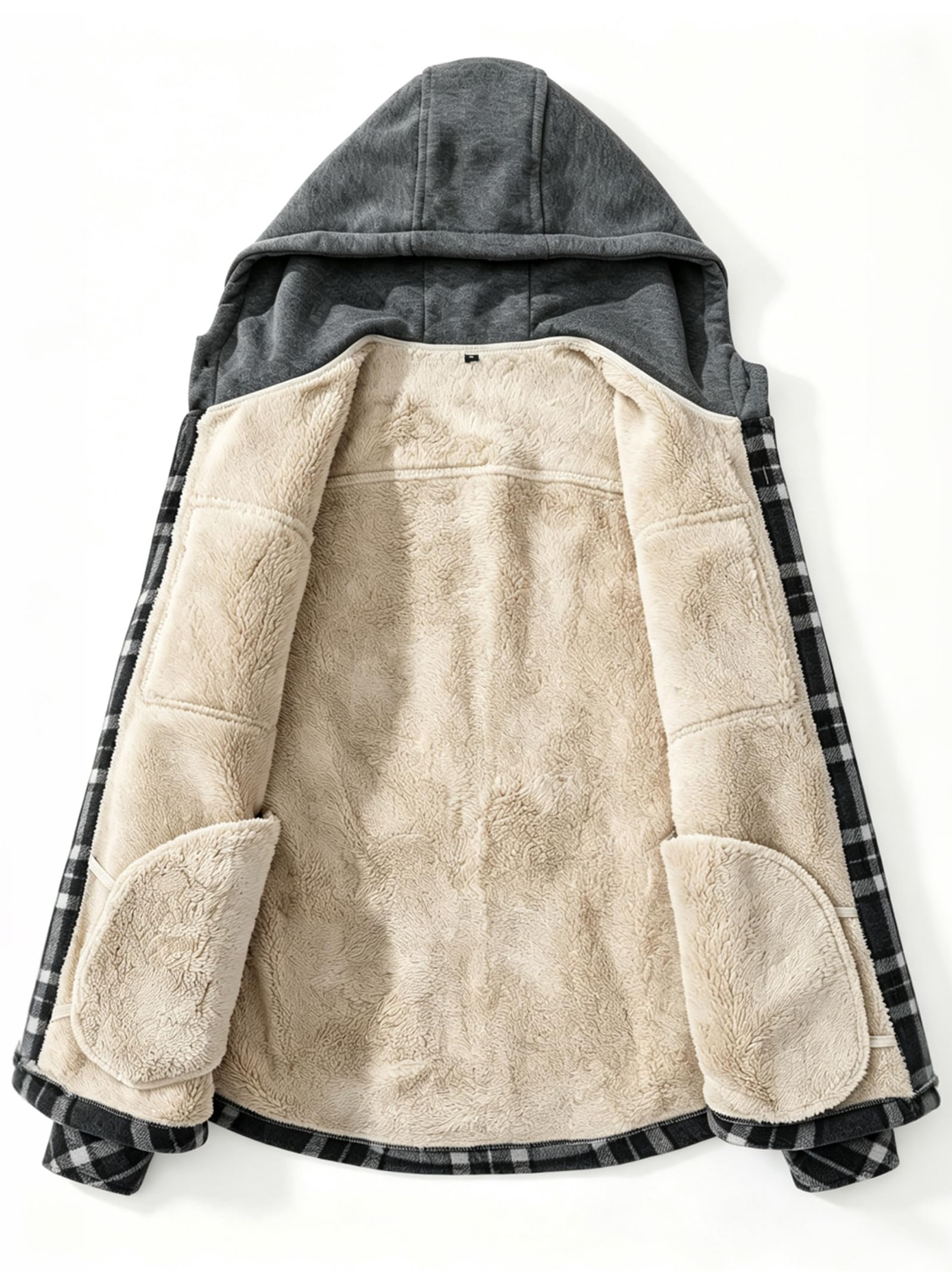 Zaitun Herren Winterjacke Kariertes Holzfällerhemd Fleece Gefüttert Jacke