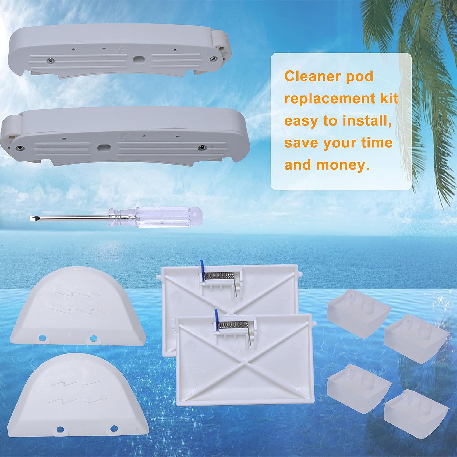 Wadoy AXV417WHP Pool Cleaner Kit Compatible with Hayward Navigator Pool Vac Ultra Pool Cleaners with AXV604WHP Front and Rear Bezels, AXV434WHP Flap, AXV414P Pod Shoes