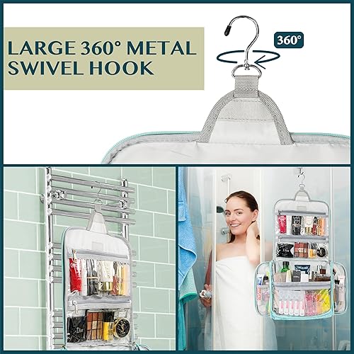 Miniatura 7 de PAVILIA Neceser colgante grande, bolsa de viaje para mujeres y hombres, organizador de cosméticos, bolsa de maquillaje resistente al agua,