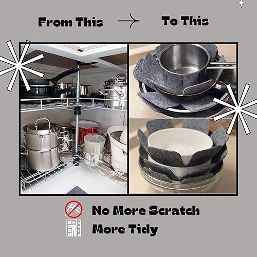 Miniatura 6 de VHD Felt Pot and Pan Protectors - Set of 3, Pot Dividers Pads, Stacking Pan Protectors, Pan Separators, Bowl & Plate Separators, Pads for Protecting