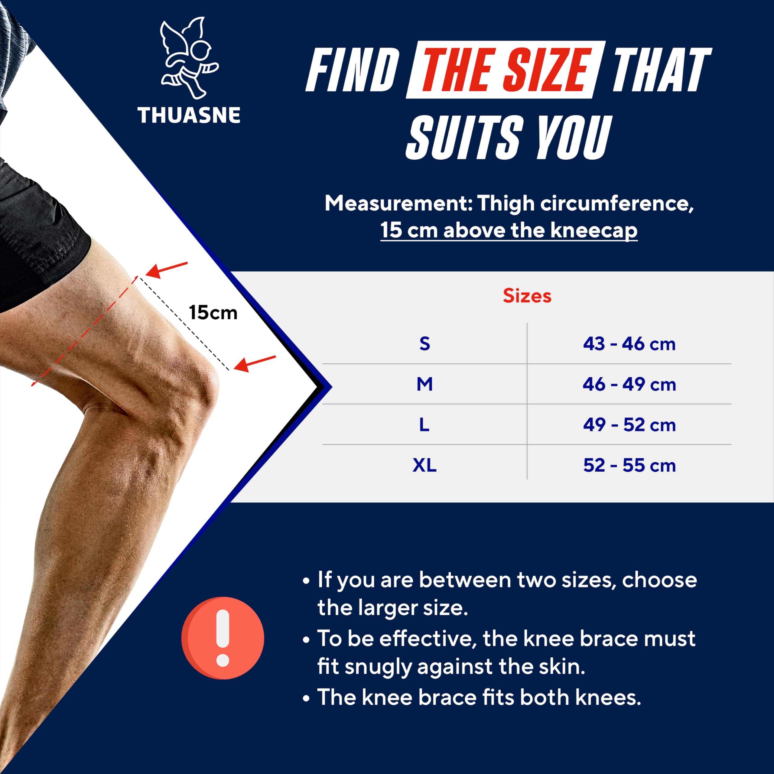 Thuasne Sport - Ligamentäre Kniebandage - Ligamentäre Verletzungen, instabiles Knie - Laterale starre Gelenkstützen - Stützindex 3/3 - CE Medizinprodukt - Größe L