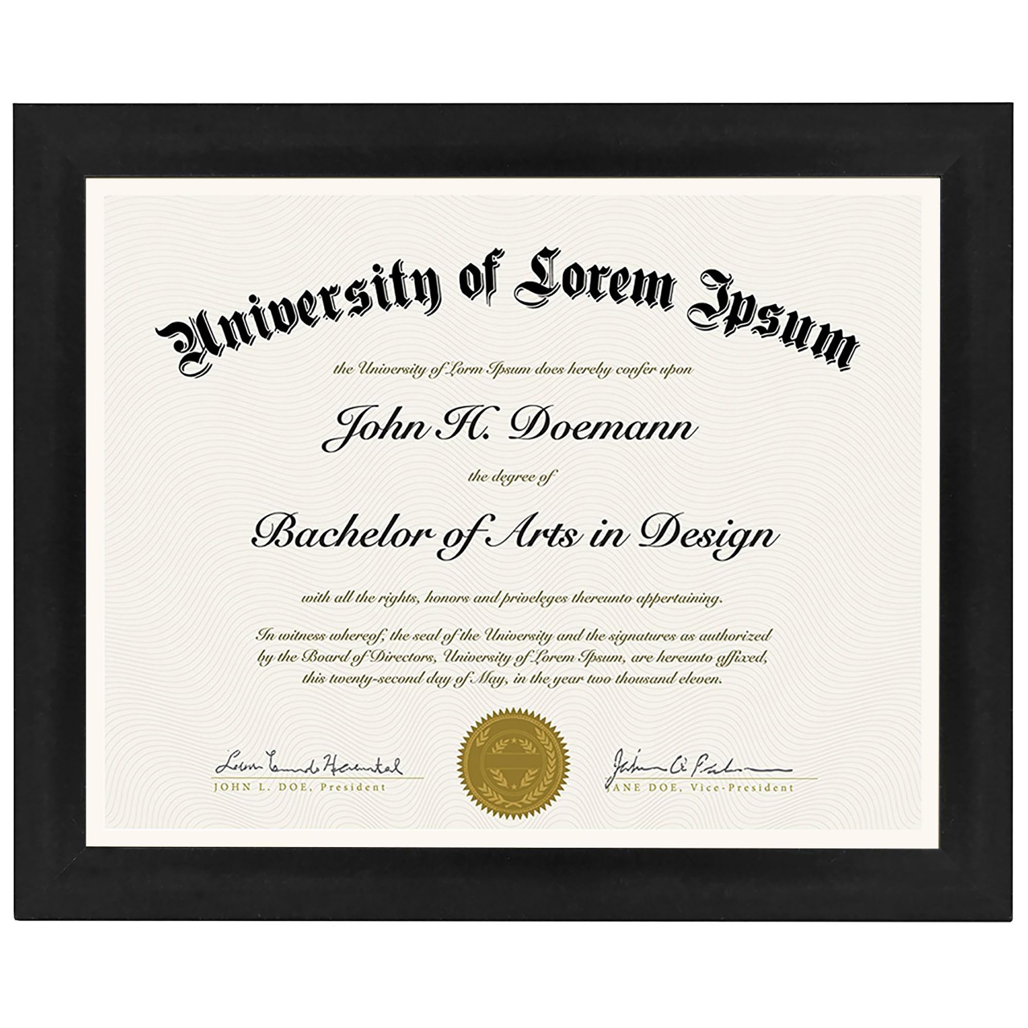 Americanflat 8.5x11 Diploma Frame with Shatter-Resistant Glass - Document Frames with Engineered Wood - Legacy Collection - Certificate Frame for Tabletop and Wall Display - Black