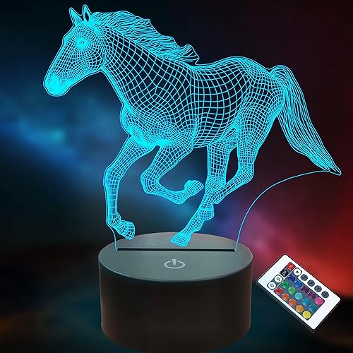 Horse Toys - Luz nocturna de 16 colores, lámpara cambiante de 16 colores con control remoto, regalos de caballos para habitación de niñas,