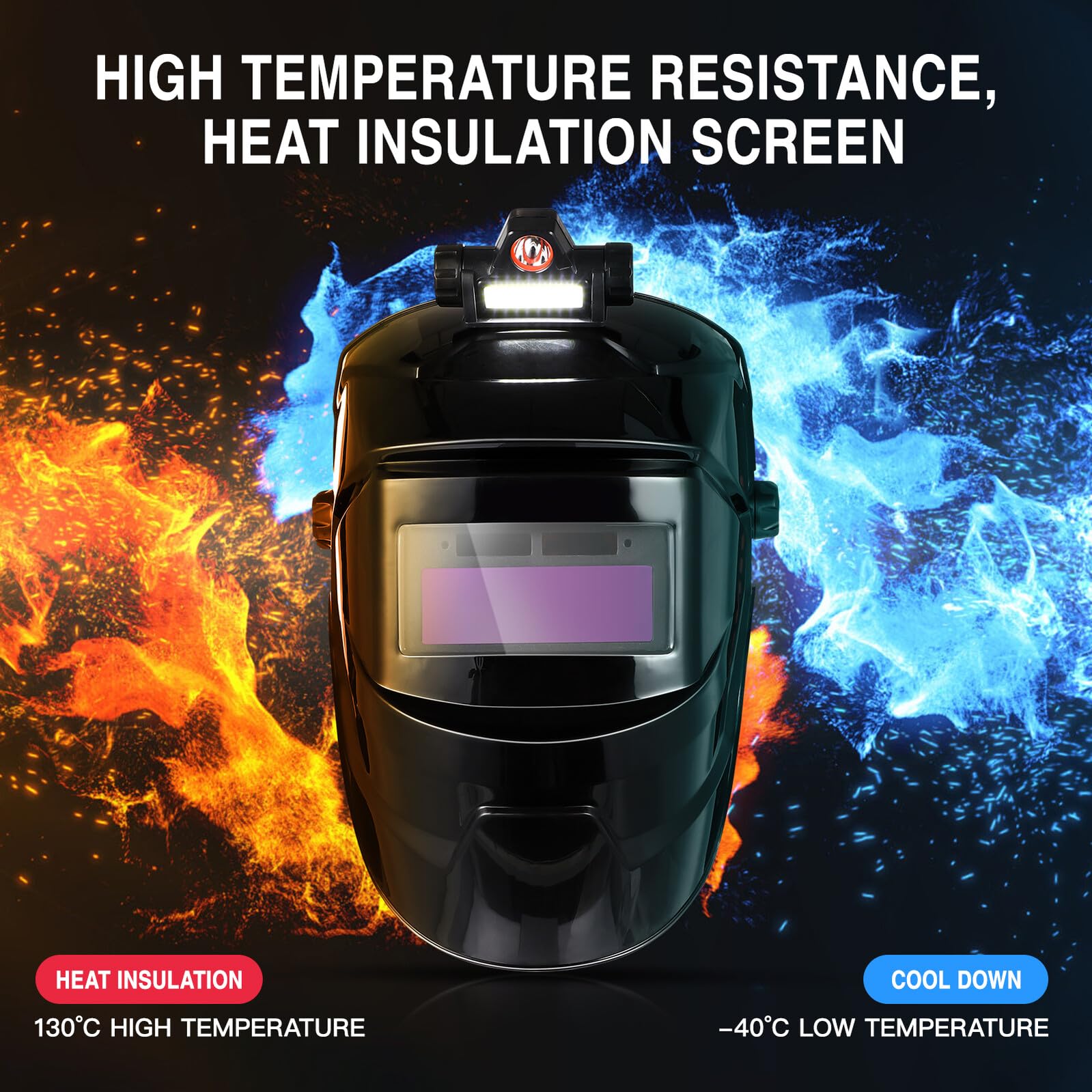 Maschera Protettiva per Saldatura Oscuramento Automatico Livello 8, Schermo di Visualizzazione Grande, Materiale Pp Leggero, Regolazione Ingranaggio, Adatta per Saldatura e Taglio