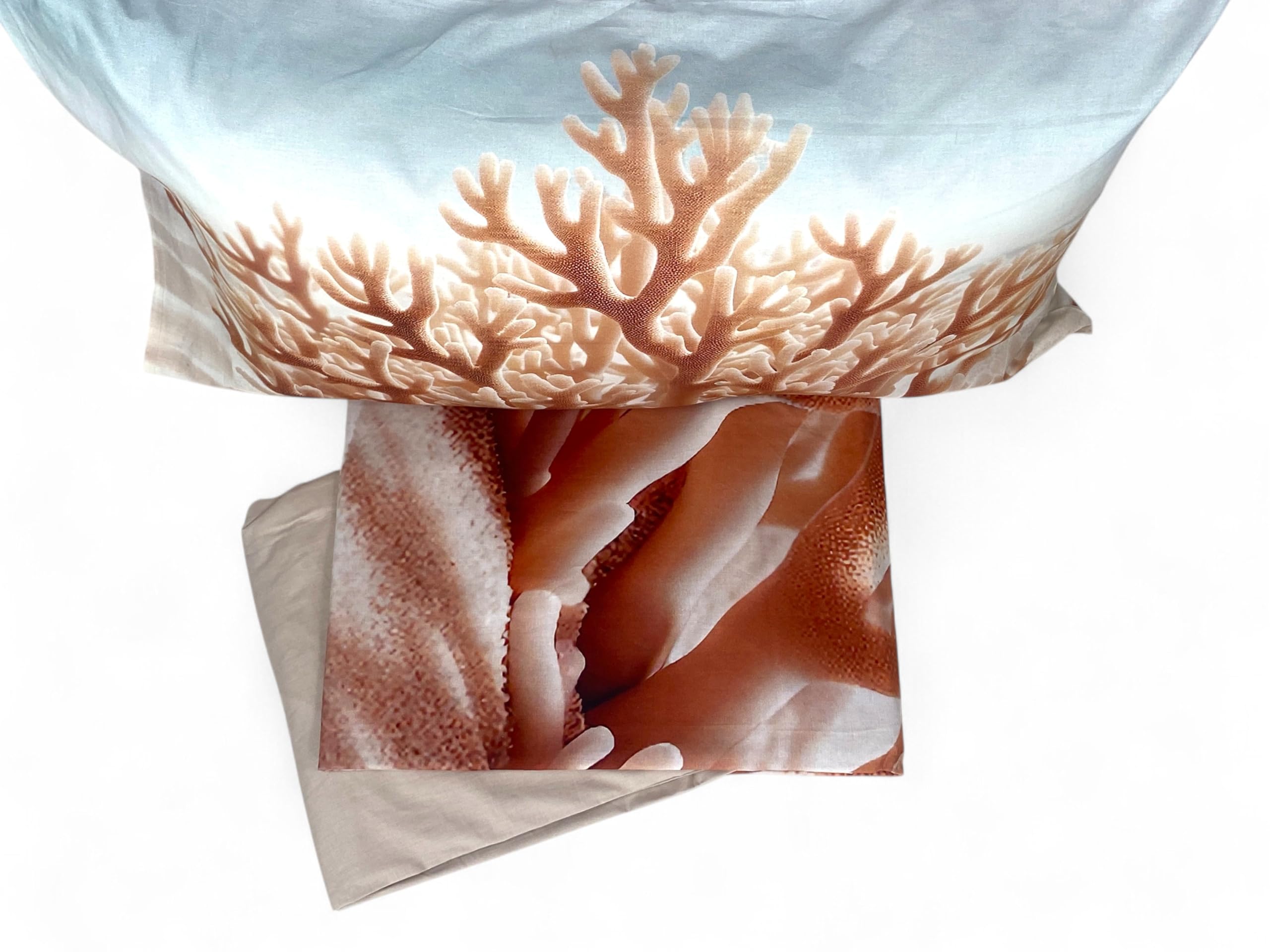 Completo Lenzuolo Matrimoniale Corallo – Copriletto Digitale 100% Cotone con Balza Risvoltabile – 2 Piazze