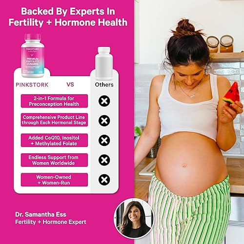 Miniatura 3 de Pink Stork Premium Fertility Gummies | Fertility Supplements for Women with CoQ10, Myo-Inositol + Prenatal Vitamins | Conception Support | Hormone