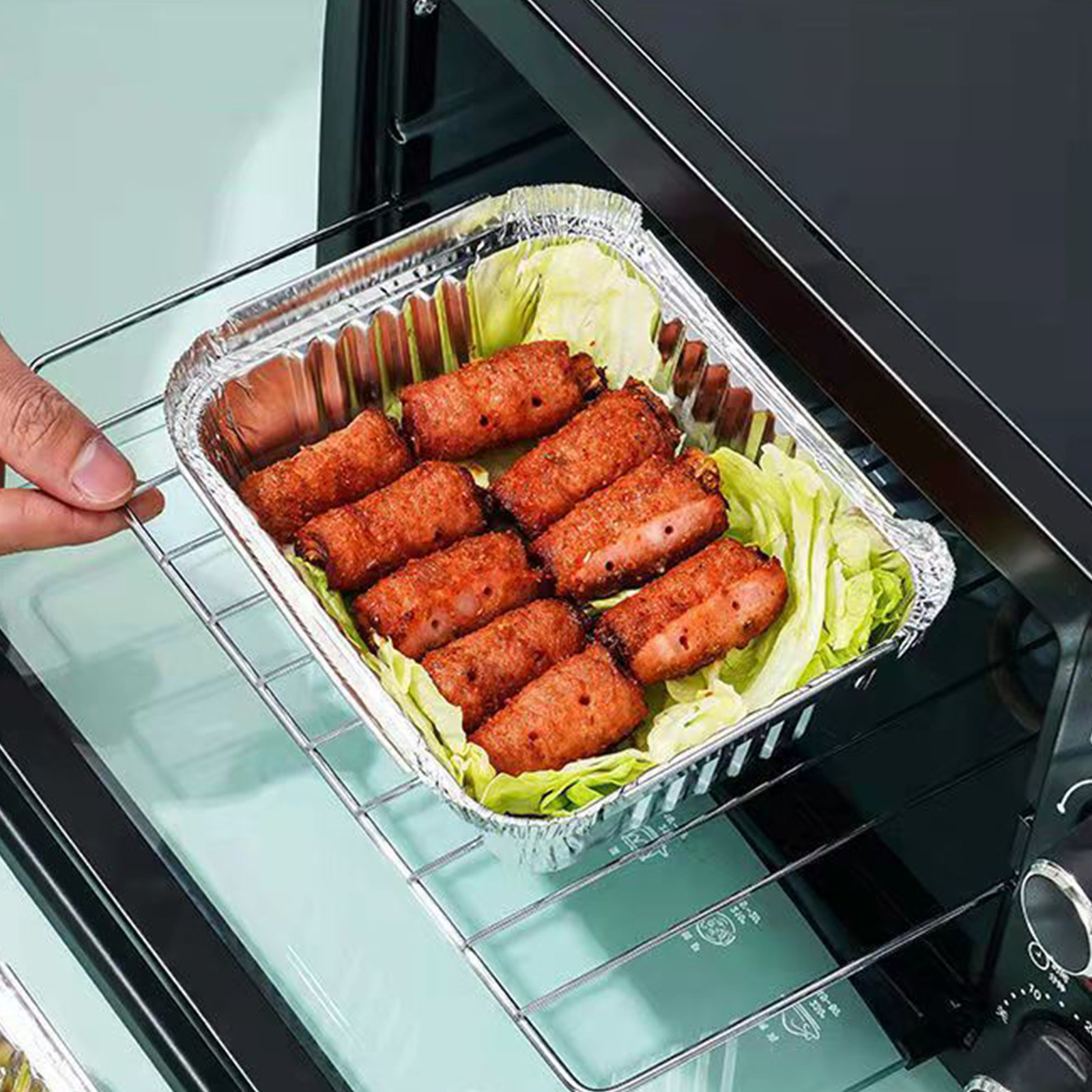 Vassoi In Alluminio Usa E Getta Con Coperchio - Set Da 25 Per Cibo, Forno E Congelatore - Foto 12