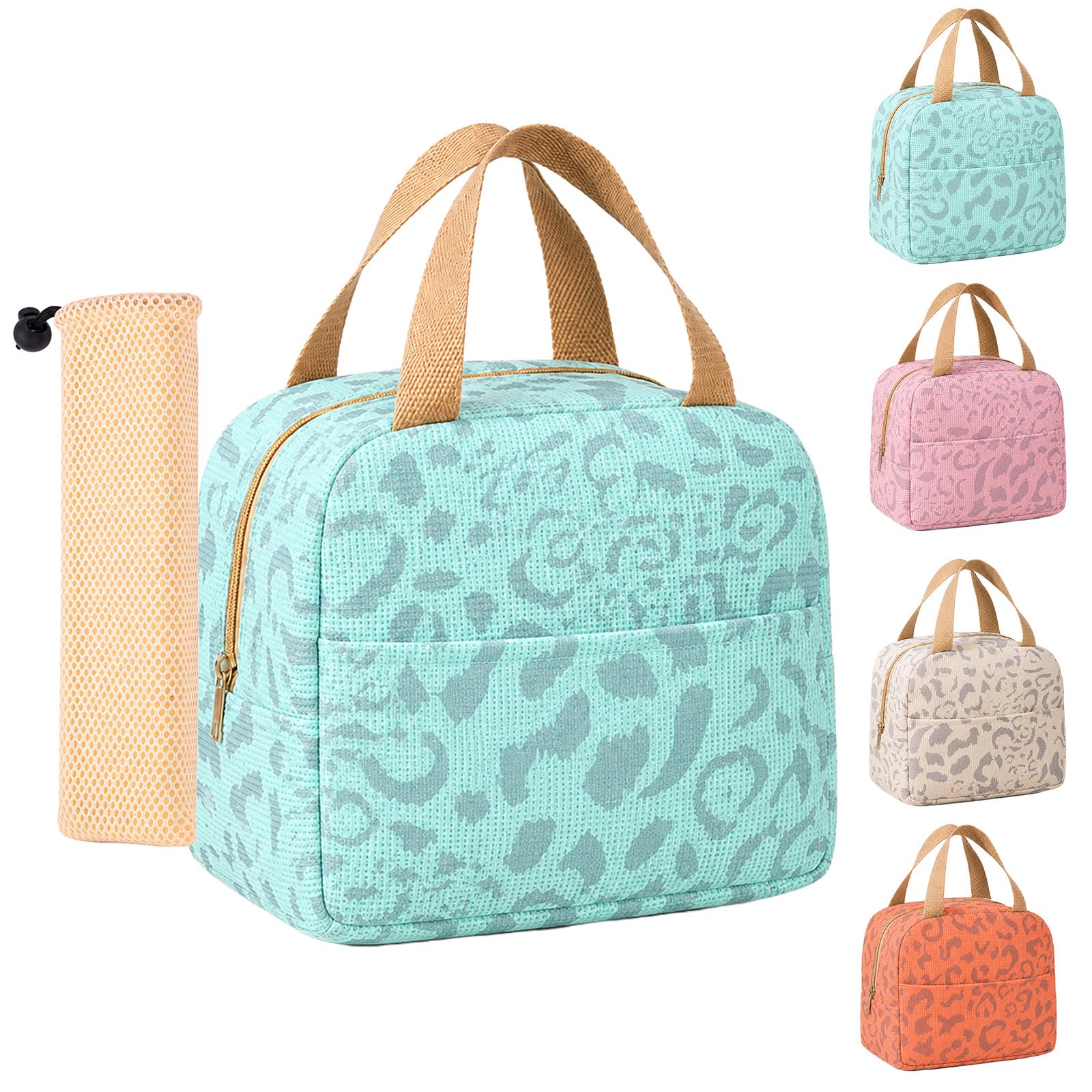 Corduroy Lunch Bag for Women Men Large Capacity Waterproof CoolerBag (Blue)