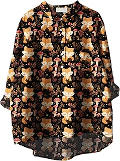 Sponsored Ad - BIVENANT Women Funny Graphic Long Sleeve Floral Blouses Plus Size Button Shirts Casual Cute Vneck Fall Tuni...