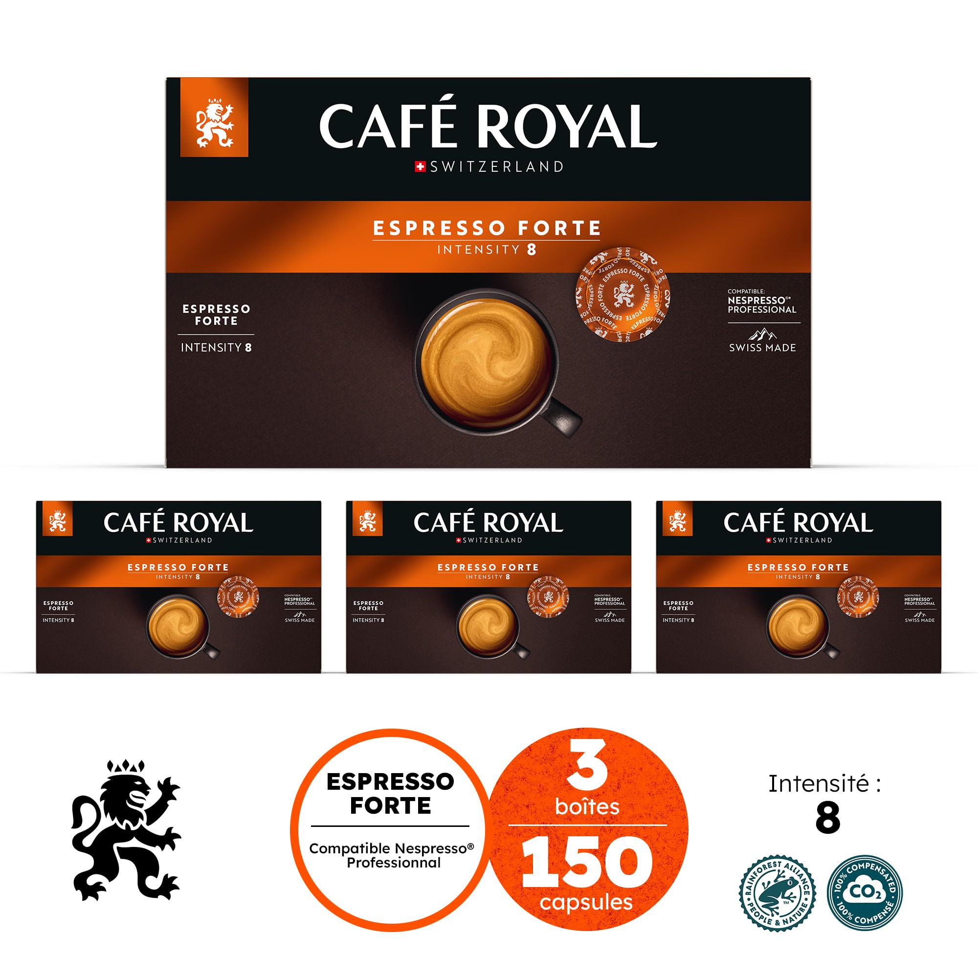 Café en Dosettes - Café Royal Pro | 3 x 50 - Compatibles avec les Machines à café Nespresso®* Professional - Saveur Espresso Forte