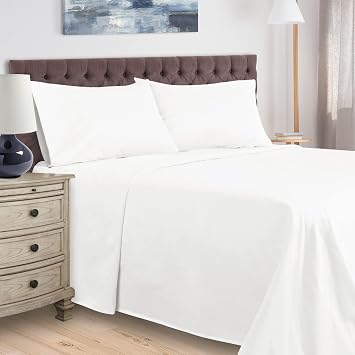 BLUENILEMILLS Ultra Soft Premium Deep Pocket 400-Thread Count Elasticized Fitted Egyptian Cotton Bed Sheet Set, Sateen Weave, Solid, by Blue Nile Mills