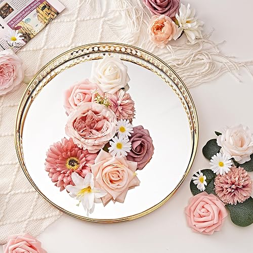 Miniatura 2 de Combo de flores artificiales de seda sintética con tallos para manualidades, ramos de boda, centros de mesa, arreglos de mesa, decoración de novia,