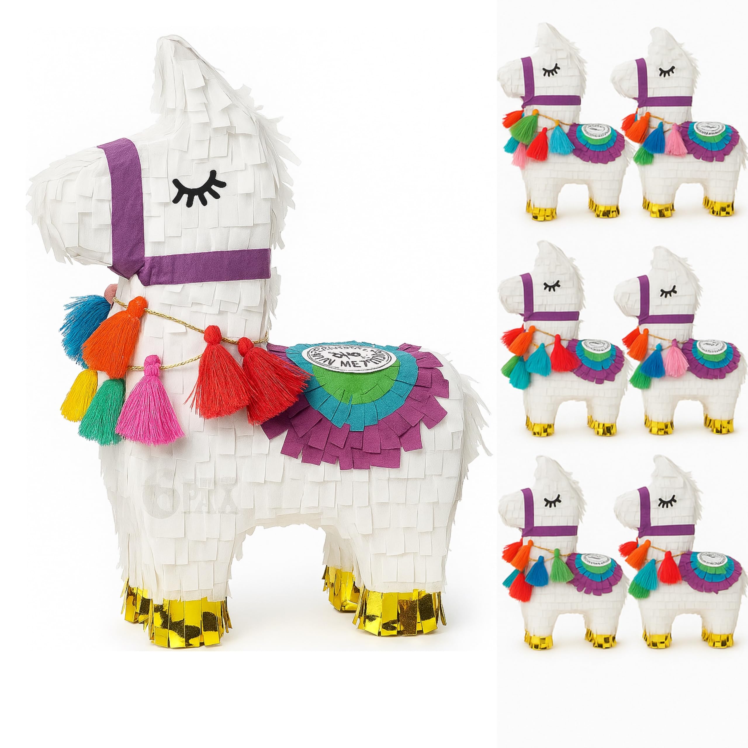 GIFTEXPRESS 6-Pack 8"x6" Mini Llama Pinatas- Small Birthday Party Favors, Cinco de Mayo, Fiesta, Gender Reveal, Taco Tuesday, Table Centerpieces, Classroom Decor, Mexican Fiesta Party Decoration