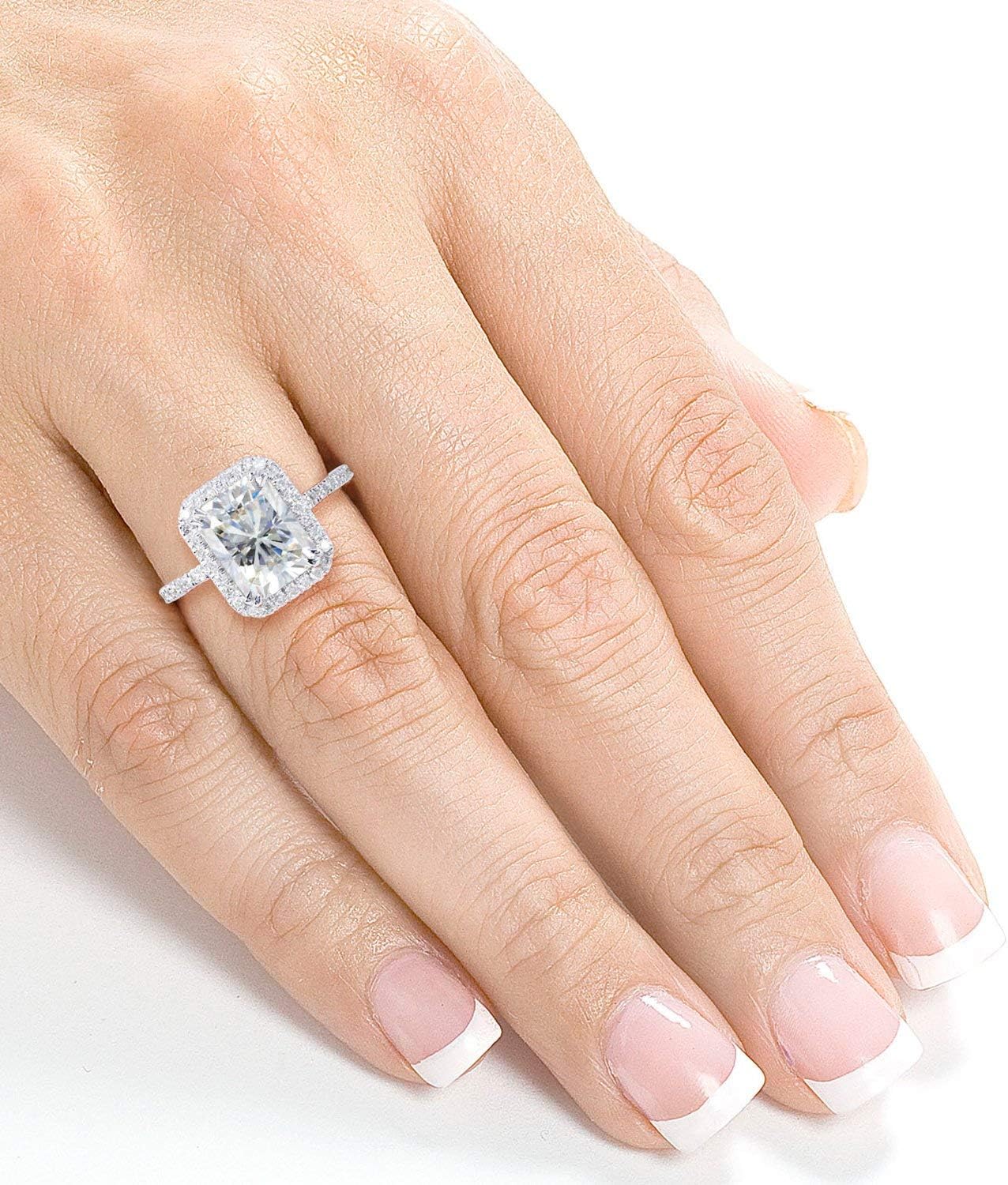 Kobelli Forever One (D-F) Radiant-cut Moissanite Engagement Ring 3 Carat (ctw) in 14k White Gold