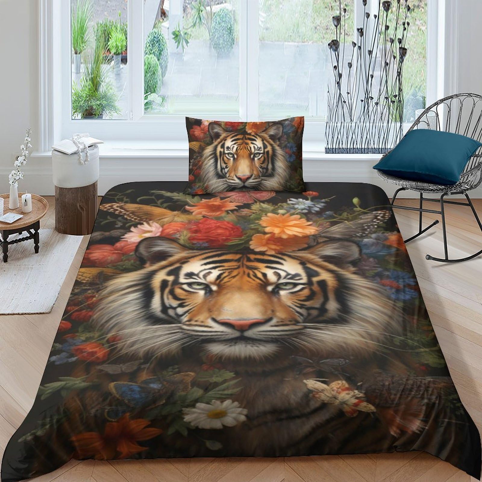 Housse de couette tigre 3D pour créer une ambiance jungle moderne dans une chambre d'enfant
