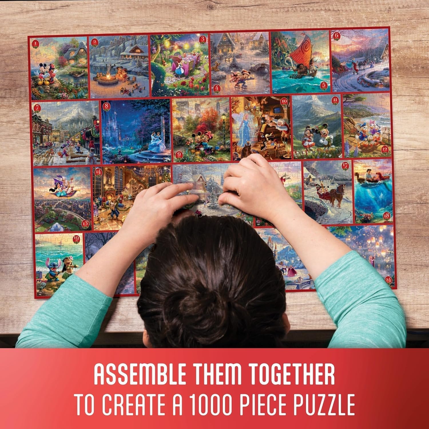 Ceaco Thomas Kinkade Disney 24 Day Advent Calendar Puzzles 100PC Puzzle