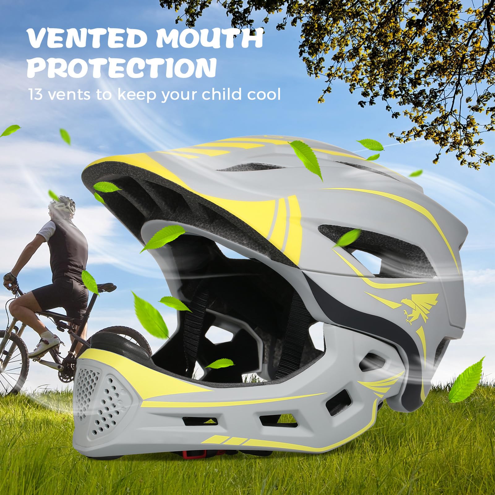 mingzhe Casco de Bicicleta para Niños de Cara Completa Desmontable con