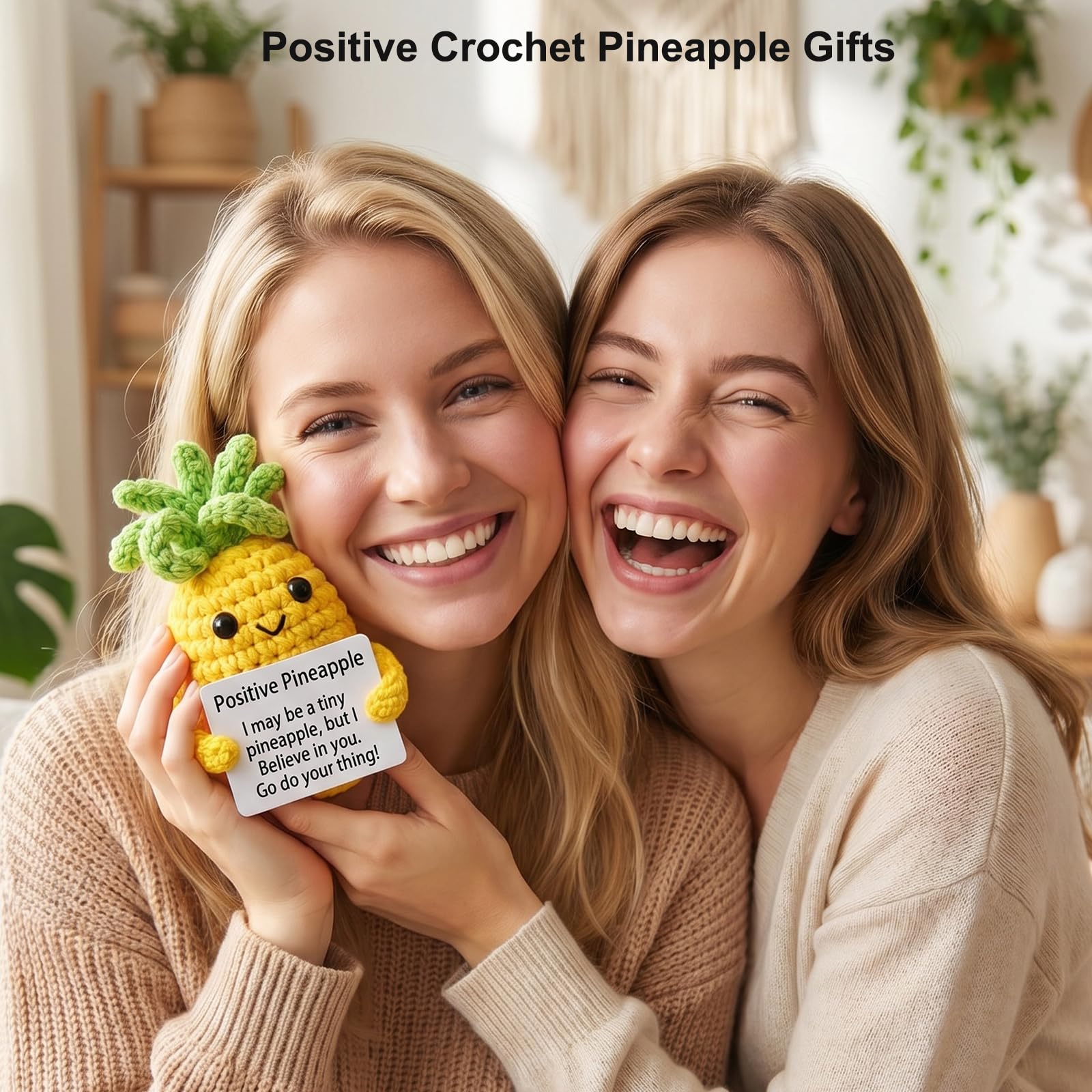 Funny Gifts, Emotional Positive Support Pineapple, Handmade Crochet Pineapple Knitted Doll Gifts for Women, Boys, Girls.