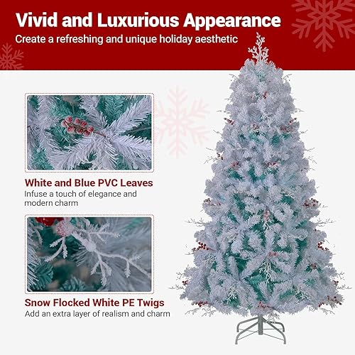 Vista 80 de Goplus 7.5ft Pre-lit Artificial Christmas Tree, Hinged Premium Spruce Xmas Full Tree with 1346 PVC Tips, 400 LED Lights, Folding Metal Stand, for
