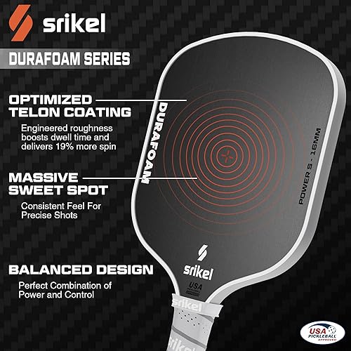 Miniatura 2 de DuraFoam - Paleta de pickleball profesional de fibra de carbono T700, raqueta de núcleo de espuma 100% para disparos consistentes, potencia y control