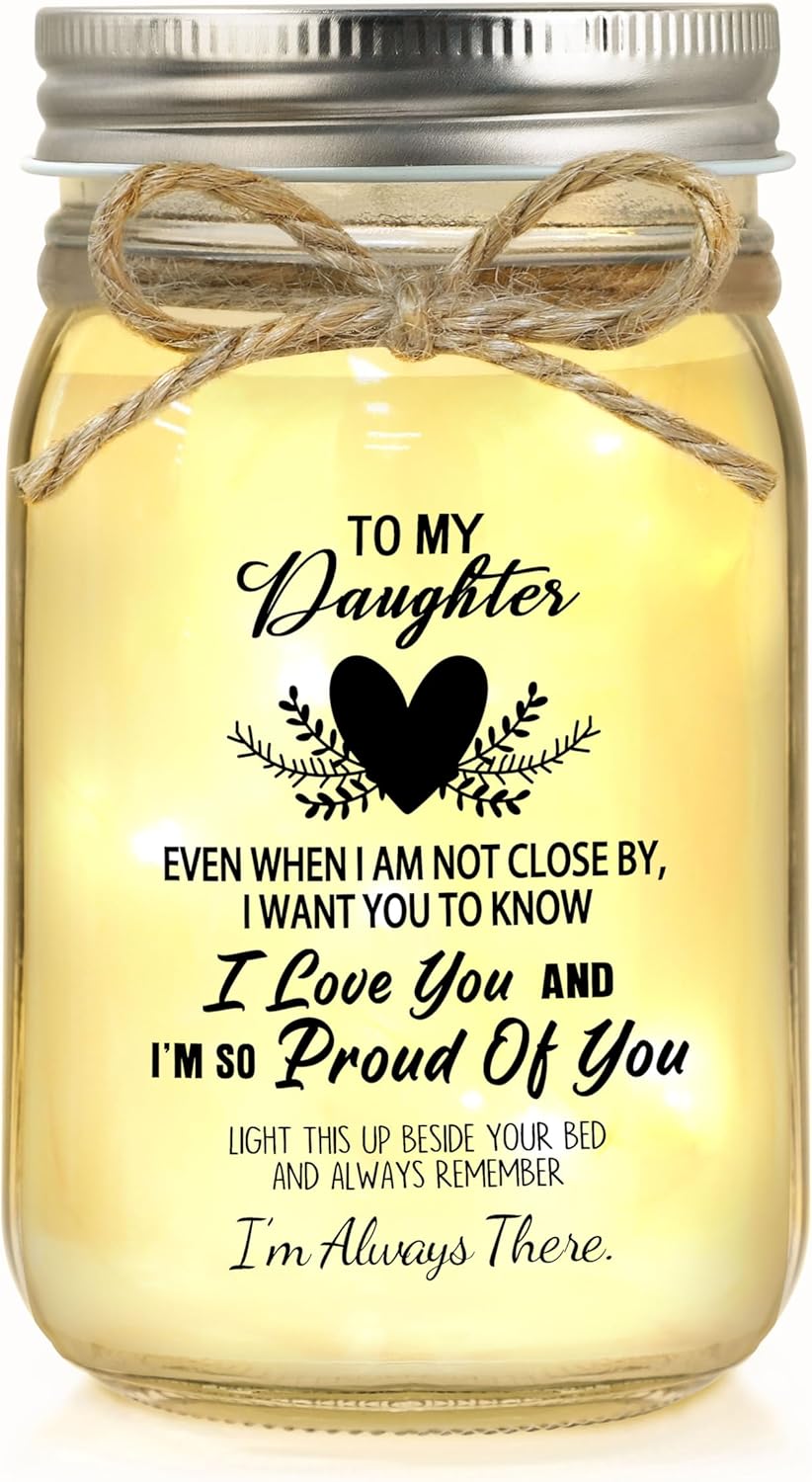 Gift for Daughter, Daughter Birthday Gifts from Mom Dad, Mother Daughters Gift, Daughters Gifts Mother's Day Graduation Decorative Jar Light Night