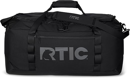 RTIC Road Trip Duffle Bag for Men and Women, Traveling Tote for Camp, Travel, Gym, Weekender, Camping, Overnight, Carry On, Sports, Spacious, Water Resistant, Large, Black