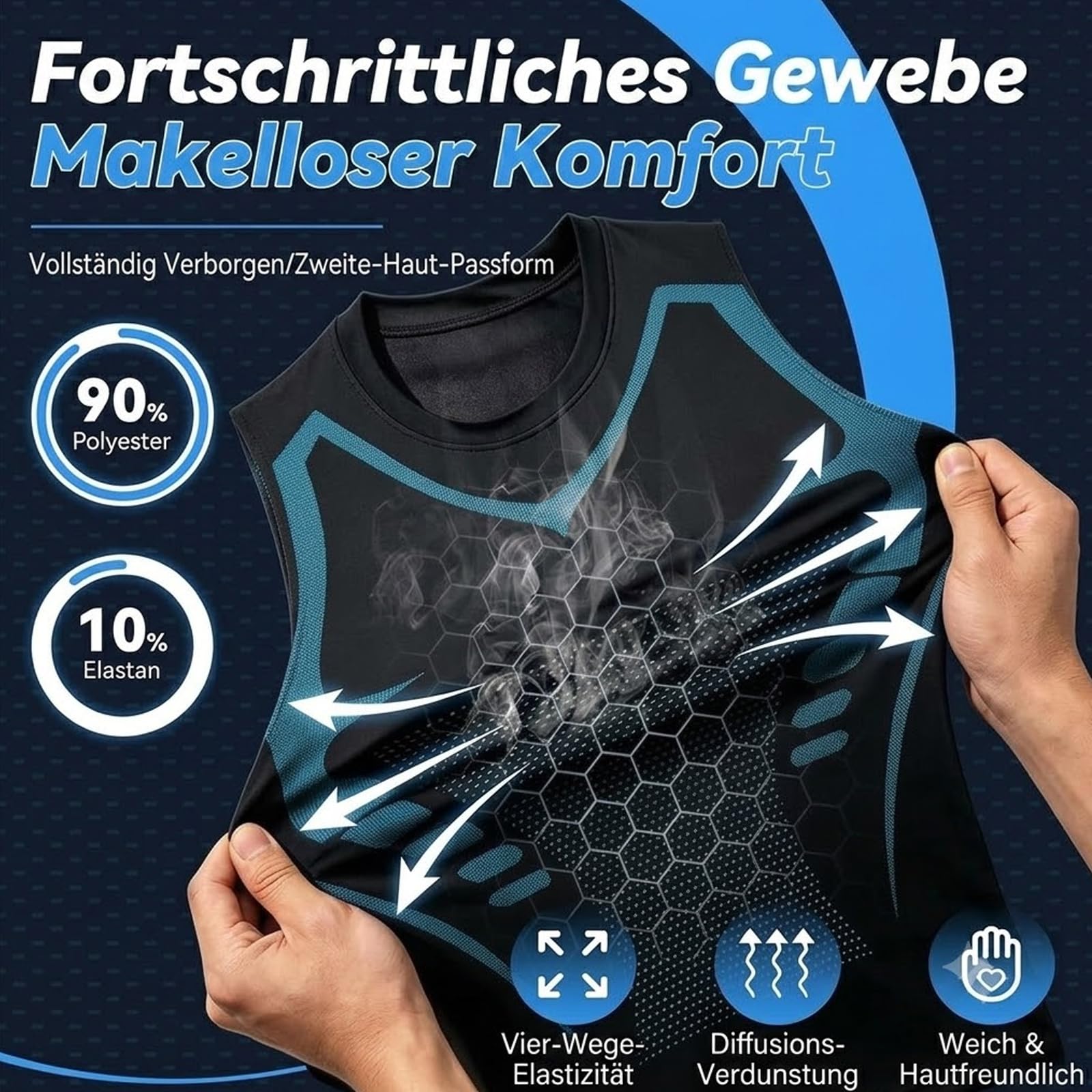 Slim Kompression Shirt Herren, Unsichtbares Atmungsaktiv Compression Shirt