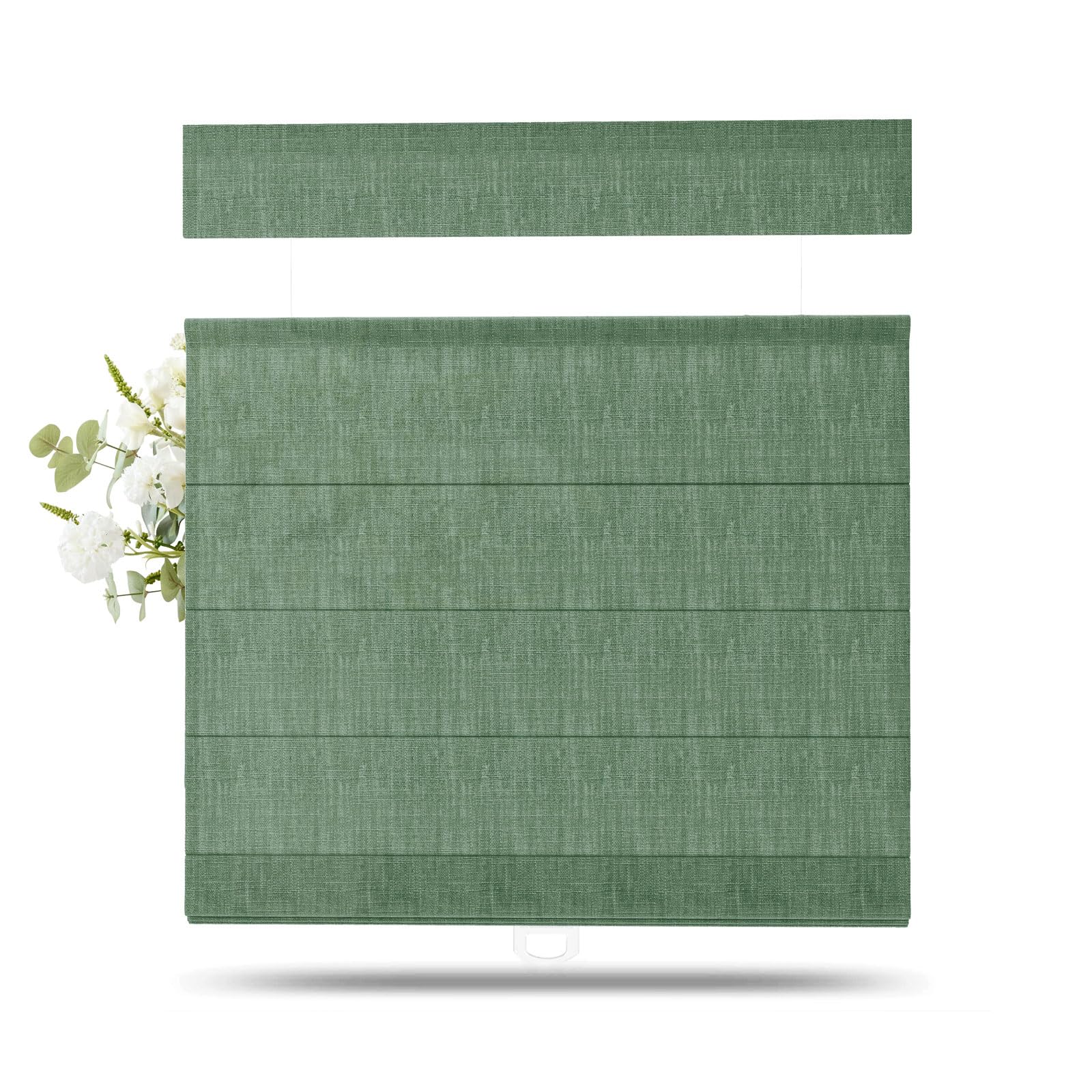 TWOPAGES Liz Linen Top Down Bottom Up Roman Shades for Windows, Peacock