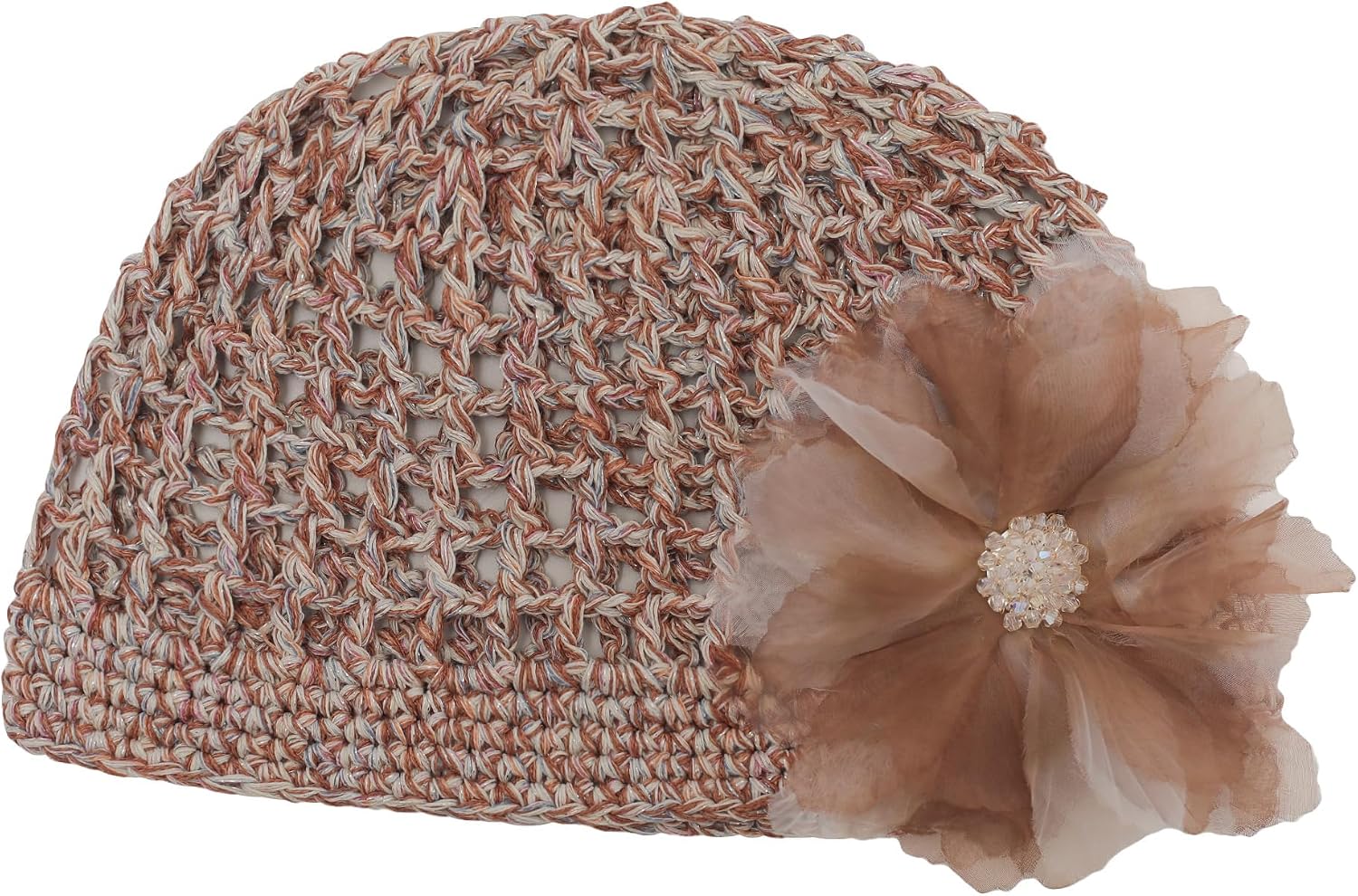 ZLYC Women Crochet Beanie Hat Summer Handmade Knit Decorated Lightweight Skull Cap
