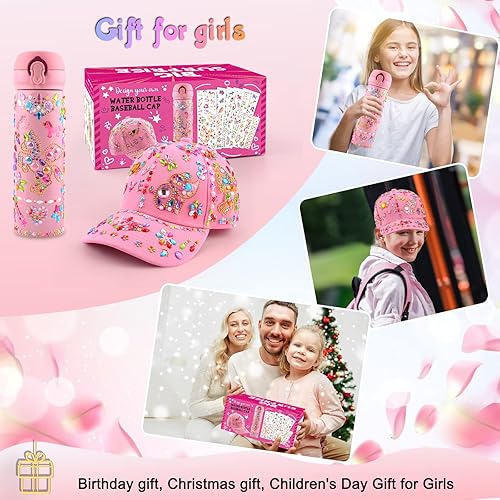 Miniatura 7 de Regalos para niñas, decora tu propia botella de agua con calcomanías de unicornio, gemas con purpurina, divertidas artes y manualidades para niños