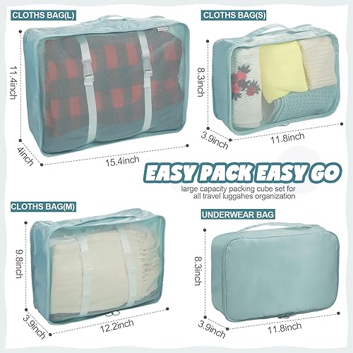 Miniatura 2 de Juego de 16 cubos de equipaje organizadores de equipaje, bolsas organizadoras de maletas de viaje, cubos de equipaje con bolsa de aseo y bolsa para