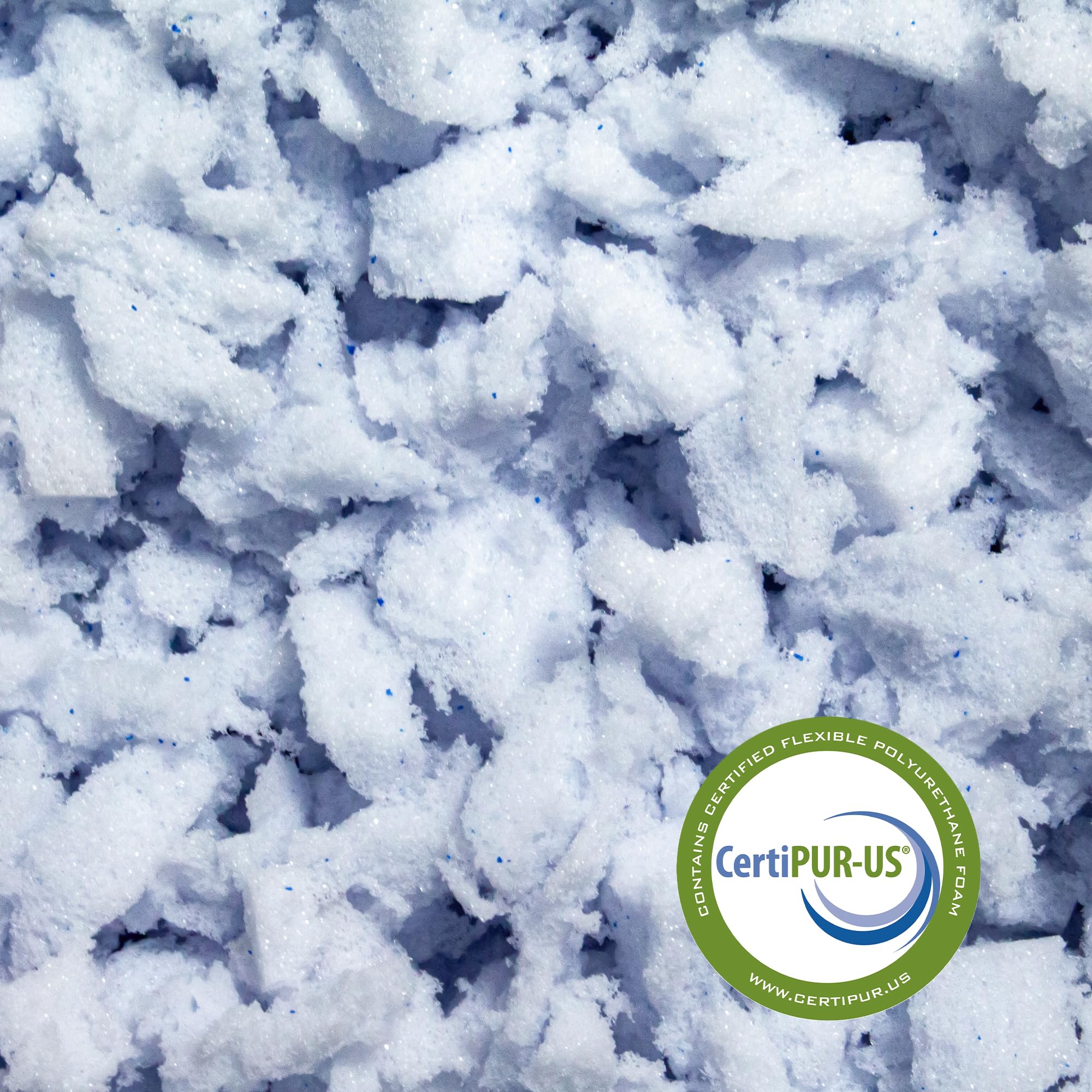 Lounj Shredded Memory Foam Fill for Cushions, Crafts, Bean Bags, Pillows, or Dog Beds, Made in The USA (20 LB), BLUE