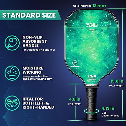 Miniatura 3 de Mayboom Juego de 2 o 4 palas de pickleball aprobadas por USAPA con 4 bolas de pickleball y bolsa de pickleball, raquetas de fibra de vidrio, paquete