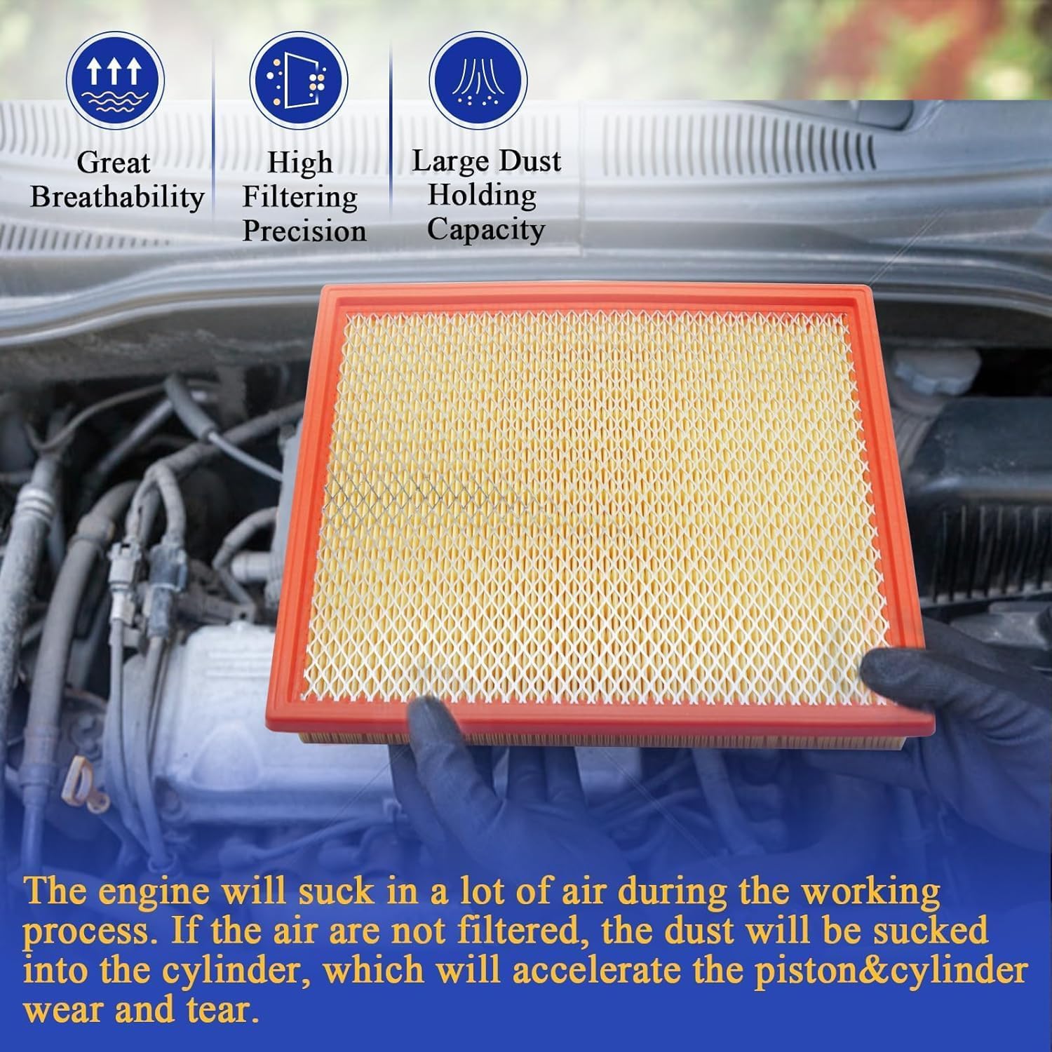 CA7440 Engine Air Filter For Jeep Grand Cherokee Nissan Armada Frontier-827034