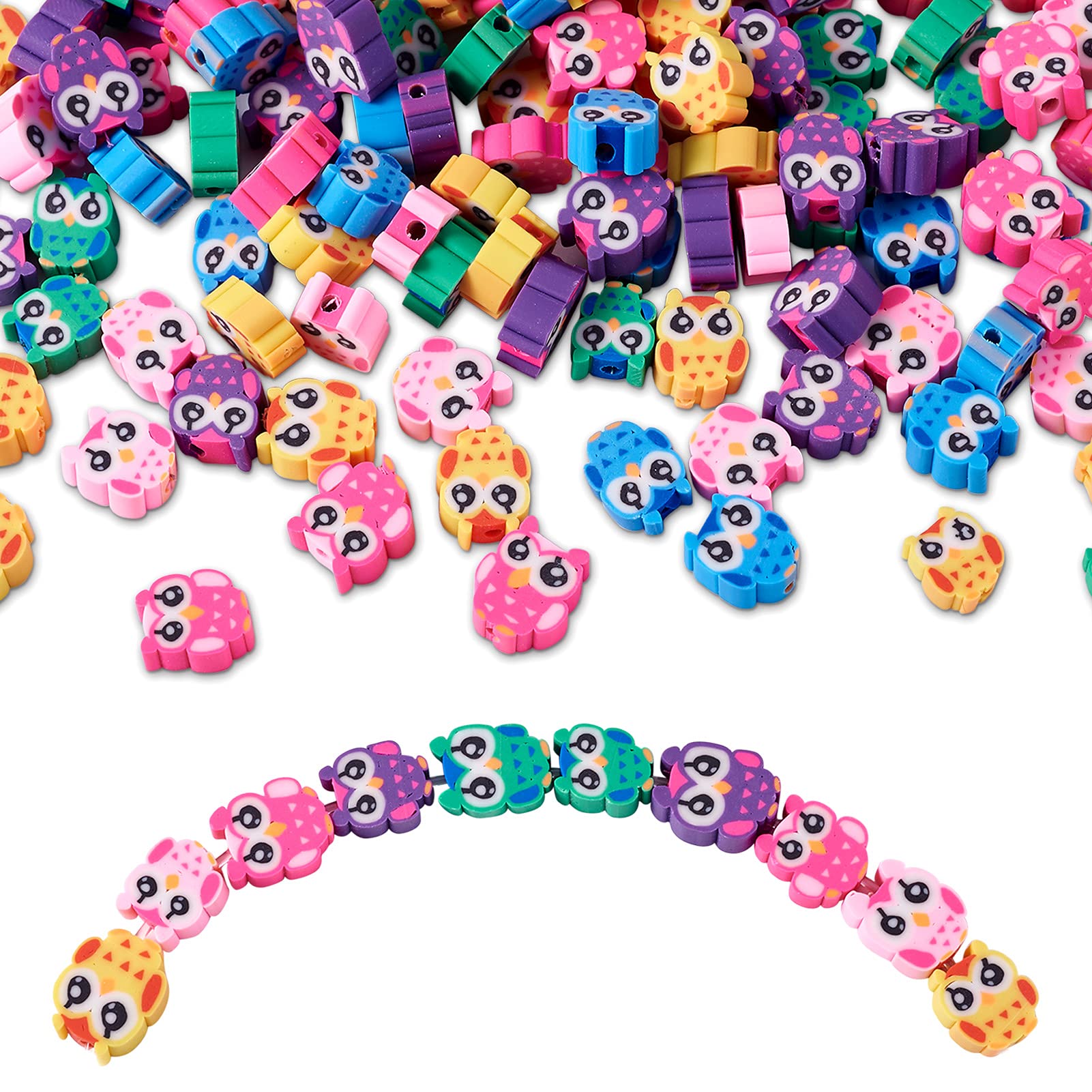 Craftdady 500pcs Polymer Clay Owl Beads Handmade Animal Theme Loose Spacer Beads for Bracelet Jewelry Making, Hole: 1.6mm — image 1