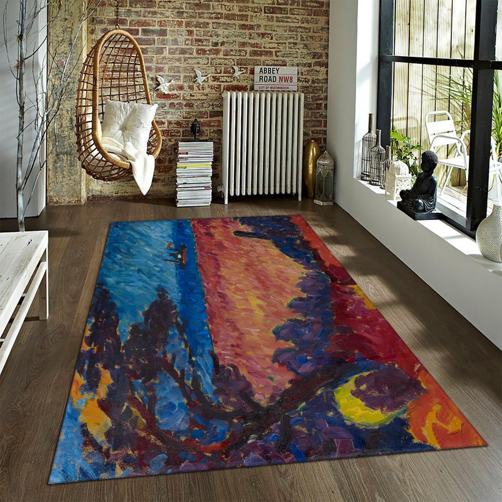 Tapis de nuit bleu 150x240cm Alexej Von Jawlensky tapis d'intérieur rustique
