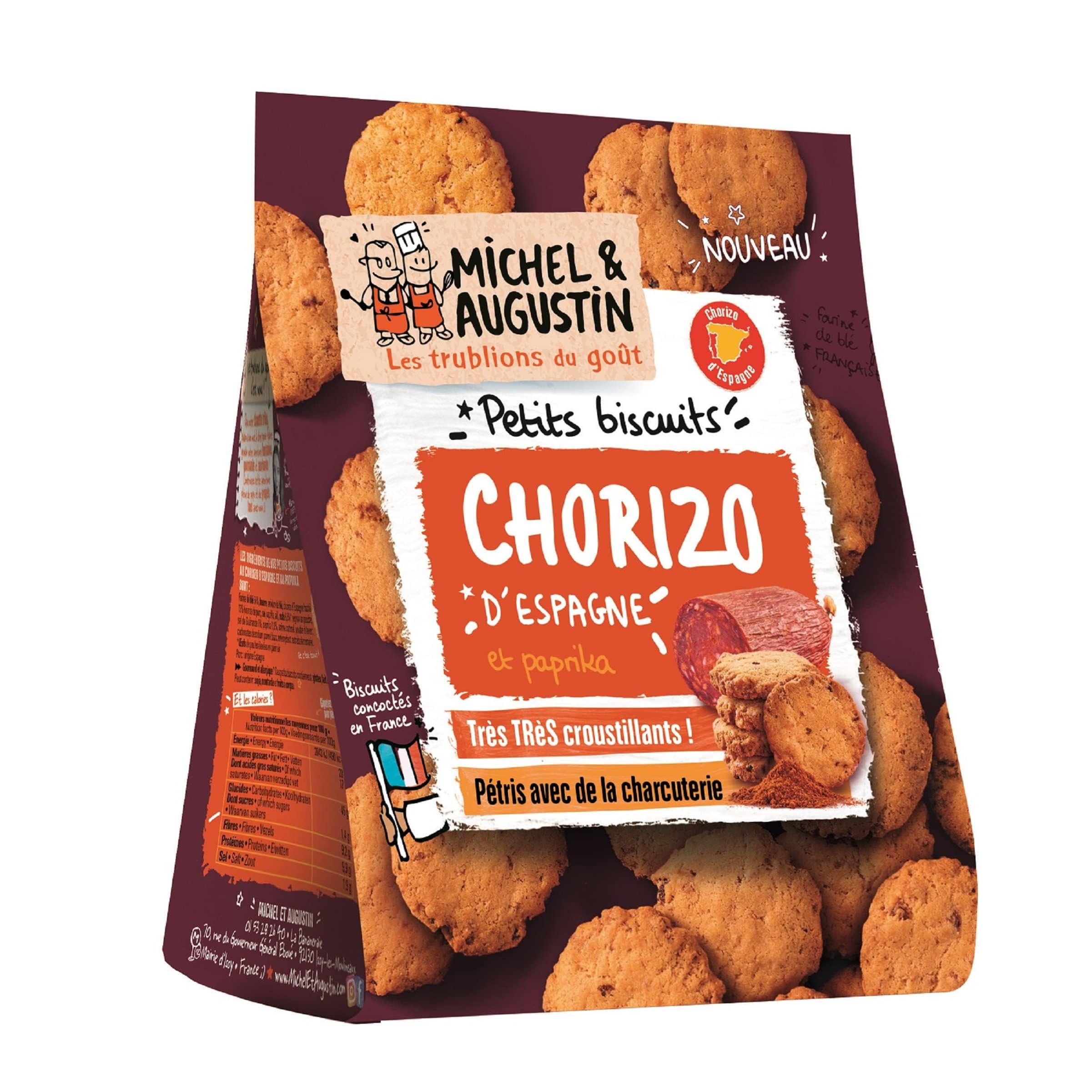 Michel et Augustin Chorizo - Galletas para aperitivos (90 g, 12 bolsas)
