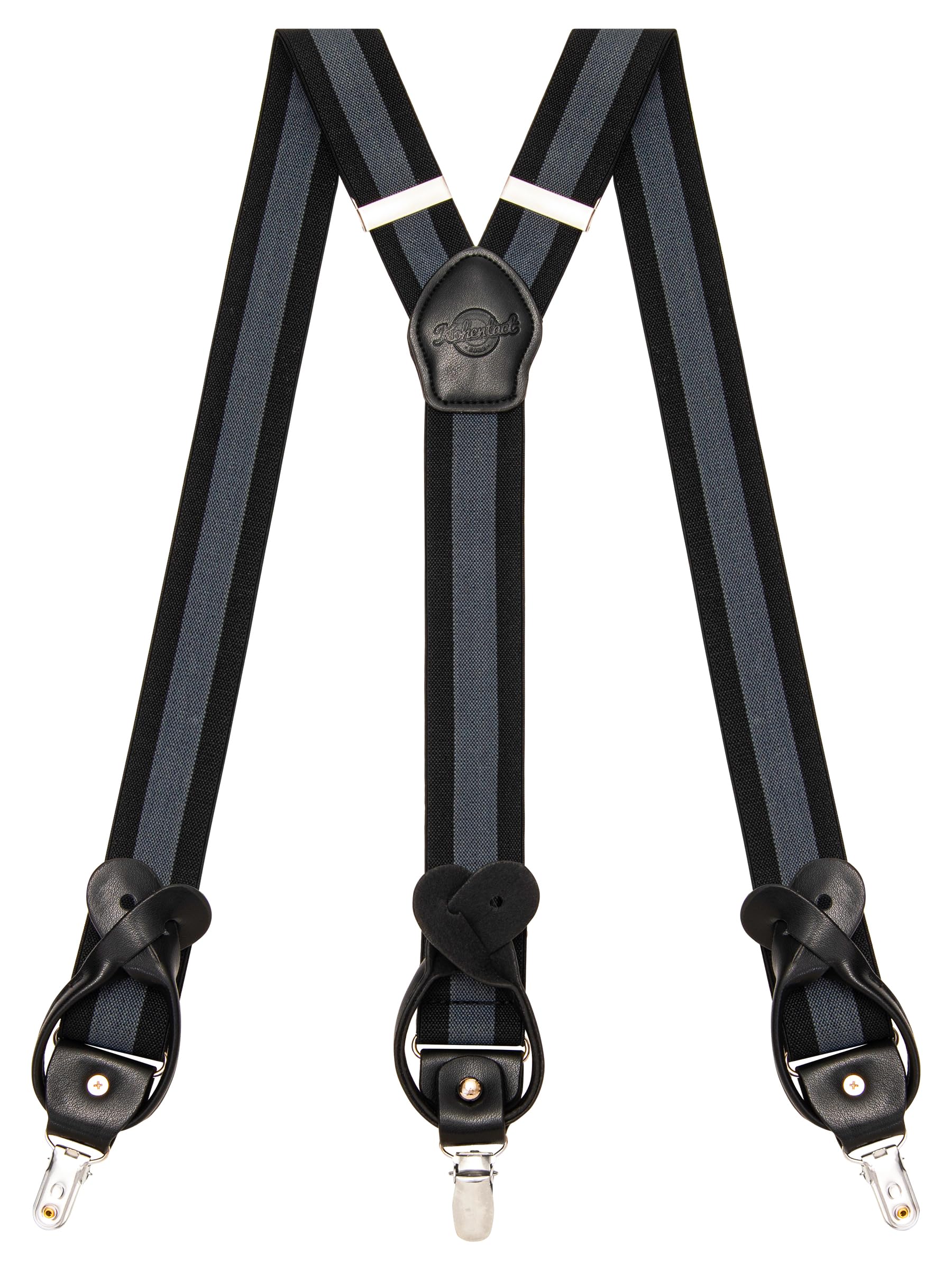 Suspenders for Men with Clip &amp; 6 Buttons 1.4in Y-Shape Stainless Steel