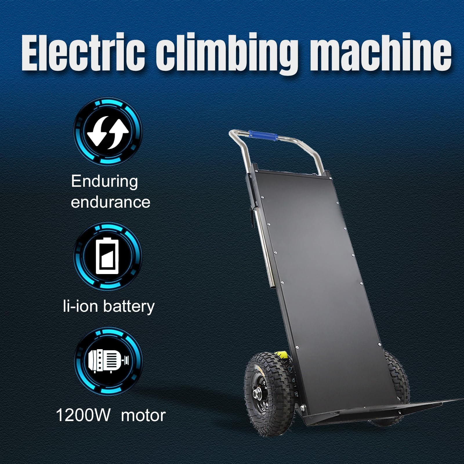 Condition photo showing New/Like New for electric stair climbing dolly, heavy duty cart ,880lbs capacity, 1200w motorized hand truck with foldable design for moving furniture, fridge, appliance(black), item is new in box