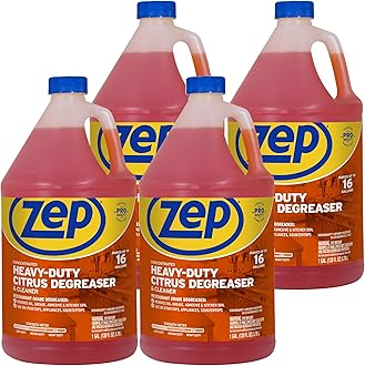 Heavy-Duty Citrus Degreaser Cleaner Concentrate - 1 Gallon (Case of 4) ZUCIT128 - Restaurant Grade Degreaser and Cleaner Removes Oil, Grease, Adhesive, and Kitchen Soil on Stovetops, Appliances