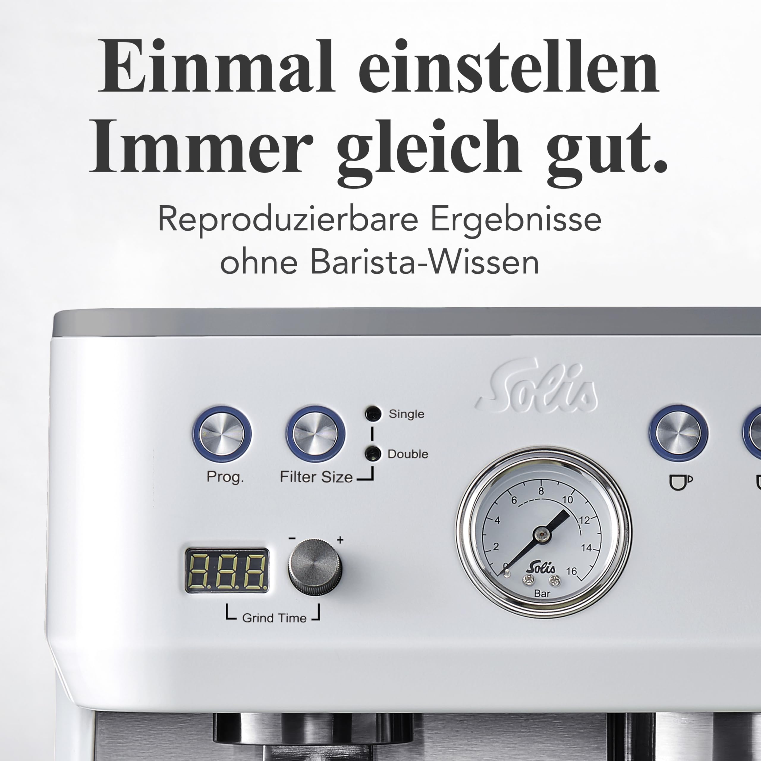 Solis Grind & Infuse Perfetta 1019 Siebträgermaschine - Kaffeemaschine mit Mahlwerk - Integrierte Zero Static Kaffeemühle - Espressomaschine mit Dampf- und Heißwasserfunktion - Edelstahl