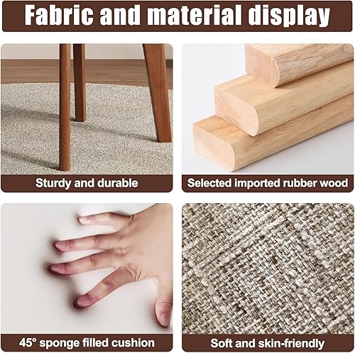 Miniatura 8 de Juego de 24 sillas de comedor de madera, sillas de comedor modernas de mediados de siglo, sillas laterales tapizadas de tela moderna, sillas de