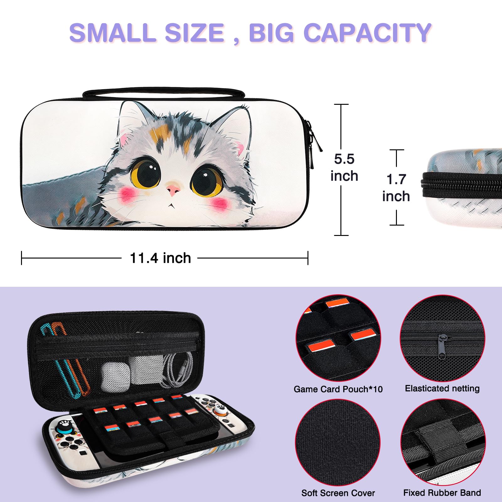 DLseego Étui de Transport pour Switch 2,Portable Chat Sac de Transport,Blanc