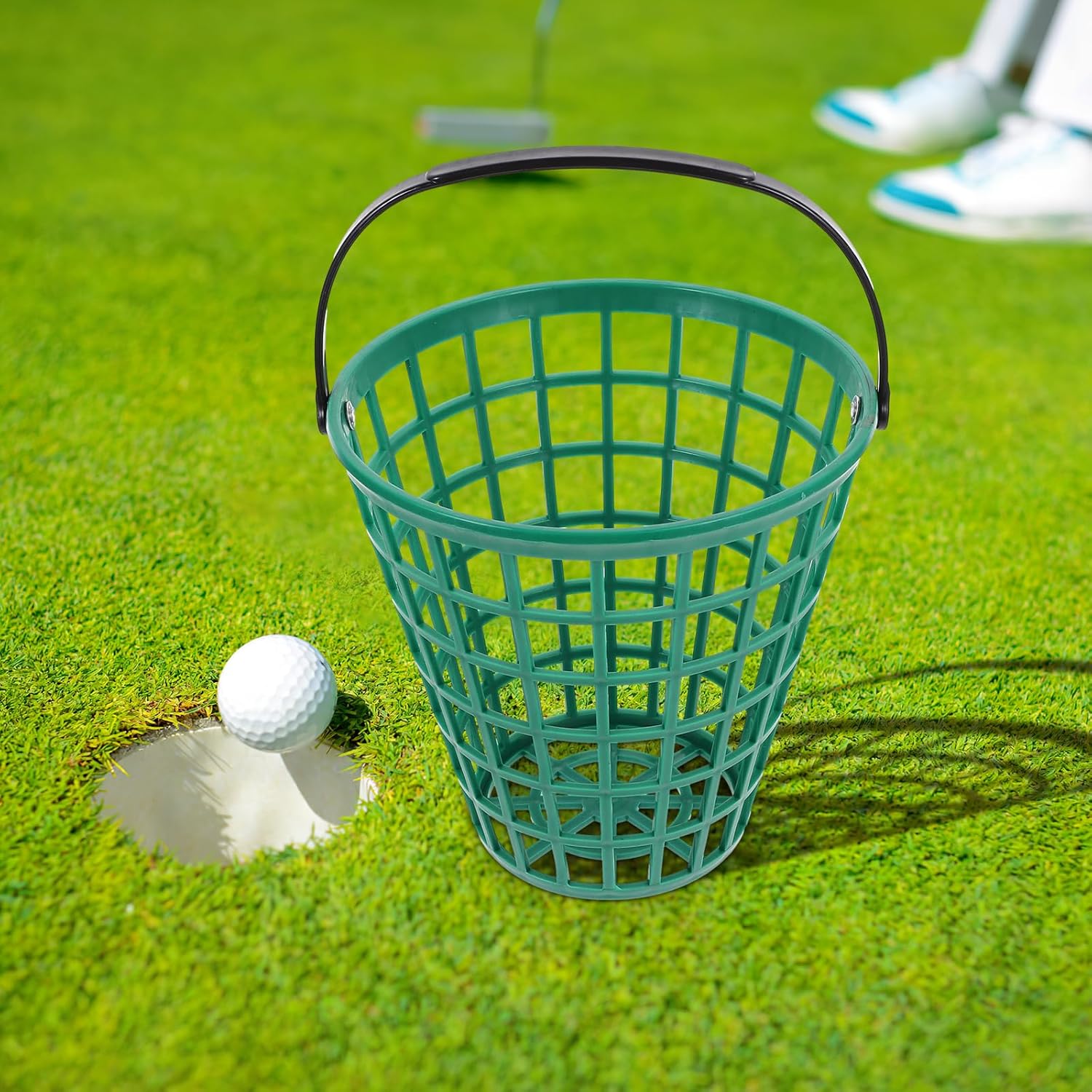 Veemoon Stainless Steel Container Basket Container Bucket Wire Range Buckets Stadium Accessories for Outdoor Green Holds 100 Balls 2pcs Exercise Accessories