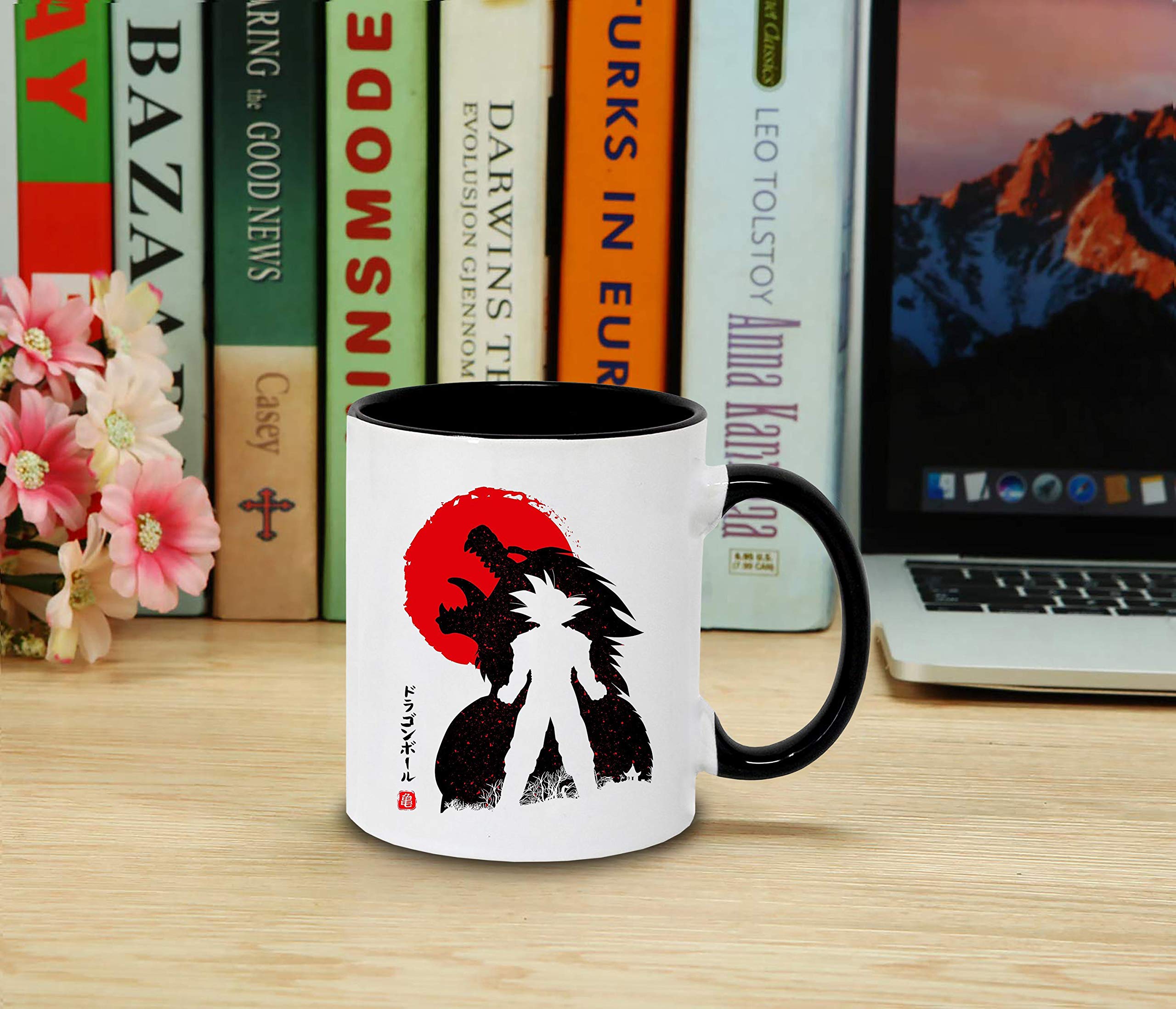Red Sun Gohan - tazza tazze da caffè Mug regalo Son Ruffy Luffy Zoro Saitama One Dragon Master Goku Ball Vegeta Roshi Piece Db, Farbe2:Bianco