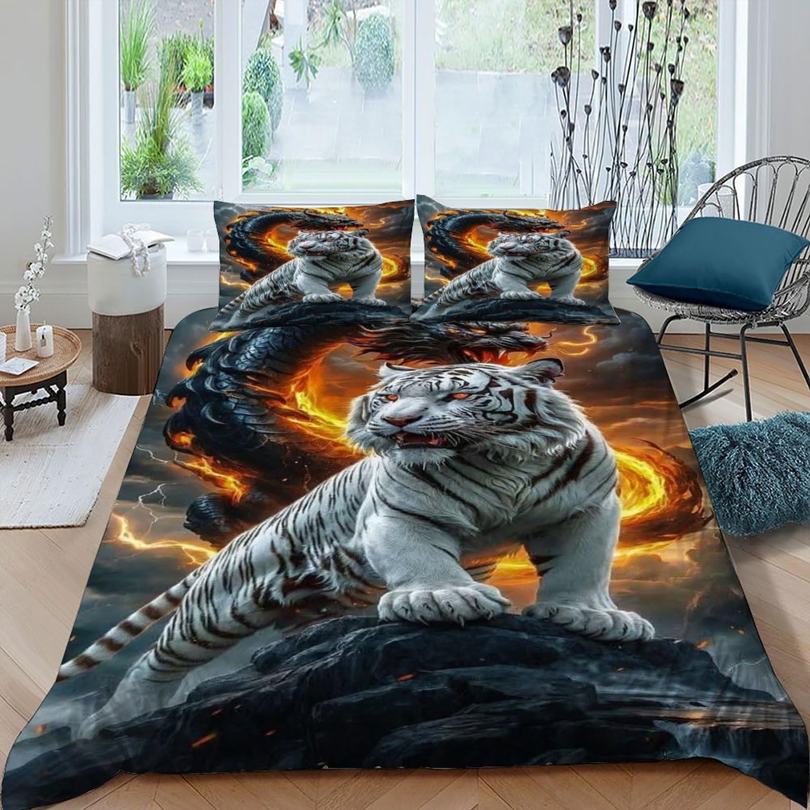 Housse de couette King 220x240 parure de lit adulte fermeture éclair RockyBeasts