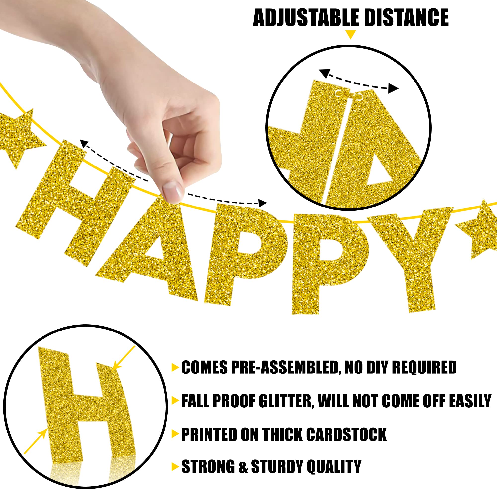 Snapklik.com : KatchOn Gold Happy New Year Banner - Pre-Strung 10 Feet ...