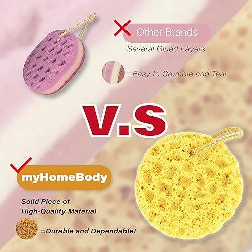 Miniatura 32 de myHomeBody Esponja de baño, esponja de espuma, exfoliante corporal para baño, puf de ducha exfoliante para ducha, tamaño grande, mucha espuma,